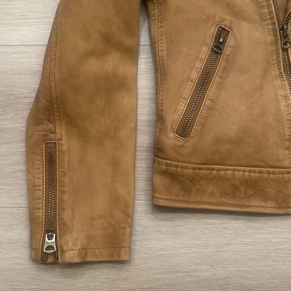 Polo by Ralph Lauren Brown Leather Jacket kids moto jacket - Picture 5 of 6